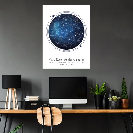 Newborn Twins Poster in Starry - Celestial Map 5
