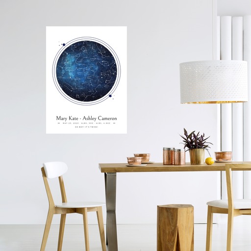Newborn Twins Poster in Starry - Celestial Map 6