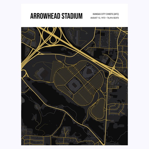 Kansas City Chiefs Stadium Poster - Street Map 1