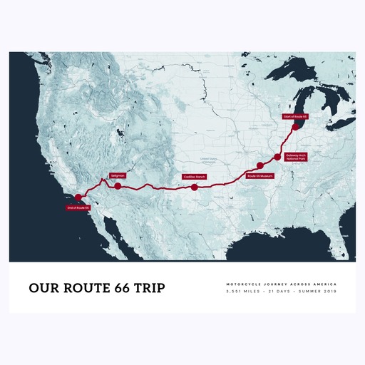 Our Route 66 Road Trip Poster - Route Map 1