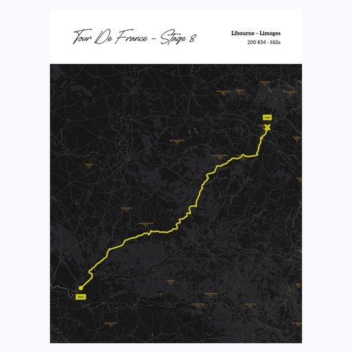 2023 Tour de France Stage 8 Poster - Route Map 1