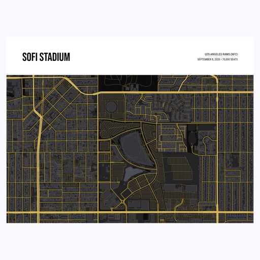 Los Angeles Rams Stadium Poster - Street Map 1