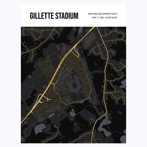 New England Patriots Stadium Poster - Street Map 1
