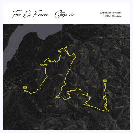 2023 Tour de France Stage 14 Poster - Route Map 1