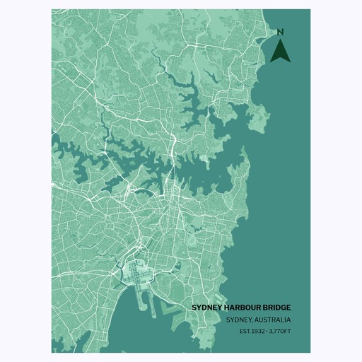 Sydney Harbour Bridge Poster - Street Map 1