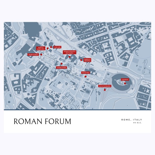 Roman Forum Poster - Street Map 1