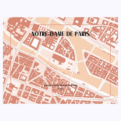 Notre-Dame de Paris Poster - Street Map 1