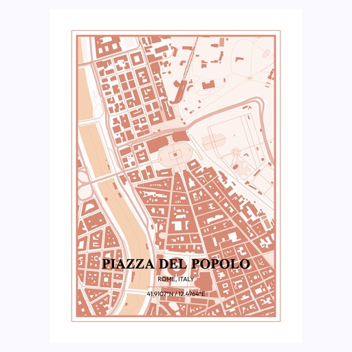 Piazza Del Popolo Poster - Street Map 1