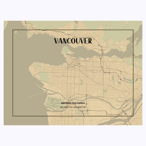 Vancouver in Vintage Poster - Street Map 1