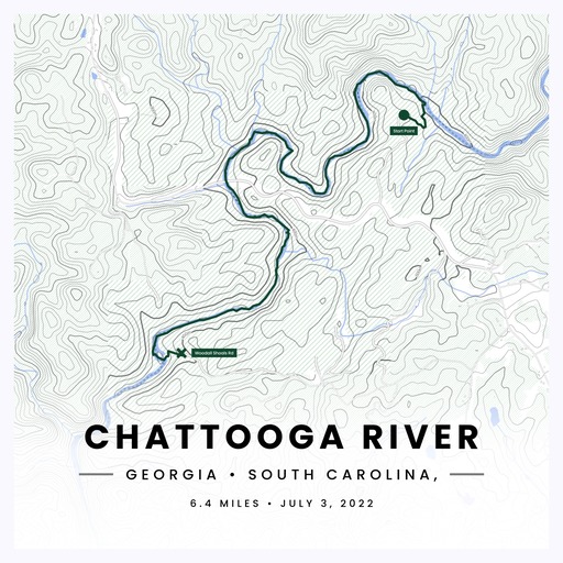 Rafting Trip to the Chattooga River Poster - Route Map 1