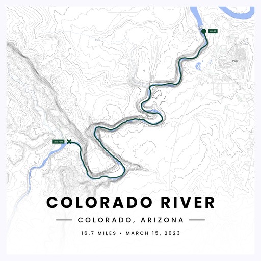 Rafting Trip to the Colorado River Poster - Route Map 1