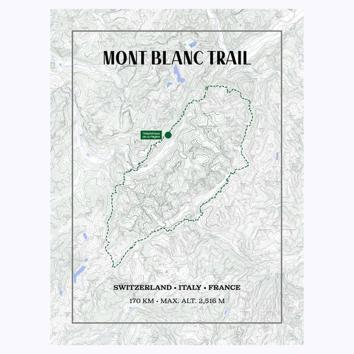 Mont Blanc Trail Hiking Trip Poster - Route Map 1