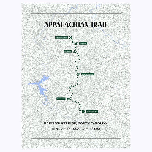 Appalachian Trail Hiking Trip Poster - Route Map 1
