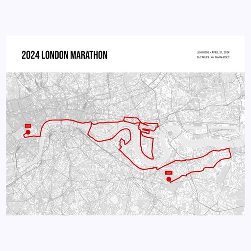 2024 London Marathon Poster - Route Map 1