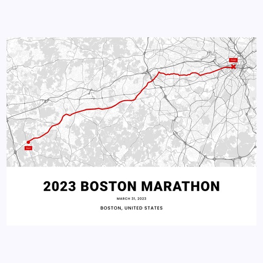 2023 Boston Marathon Poster - Route Map 1