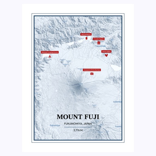 Trip To Mount Fuji Poster - Terrain Map 1