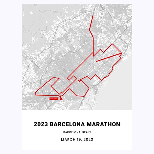 2023 Barcelona Marathon Poster - Route Map 1