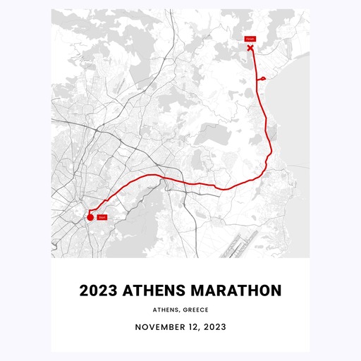 2023 Athens Marathon Poster - Route Map 1