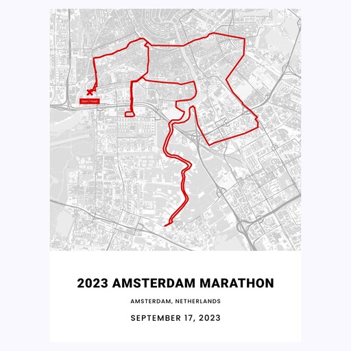 2023 Amsterdam Marathon Poster - Route Map 1