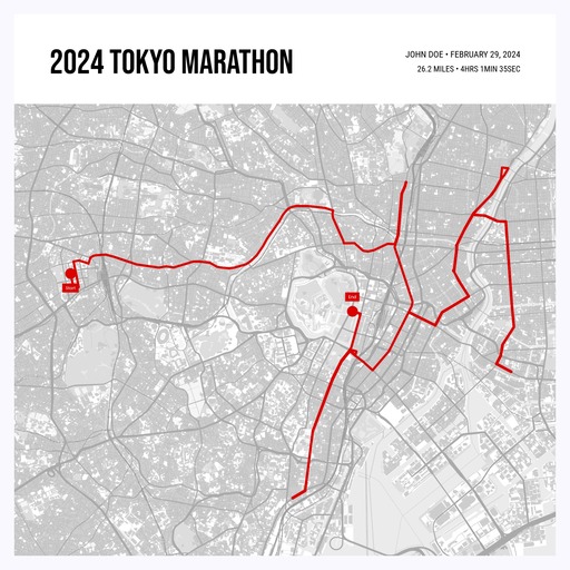 2024 Tokyo Marathon Poster - Route Map 1