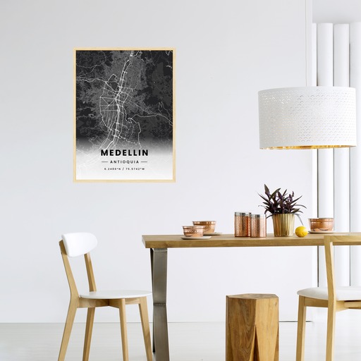 Medellin in Dark Poster - Street Map 3