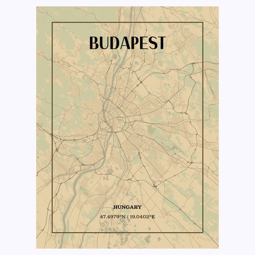 Budapest in Vintage Poster - Street Map 1