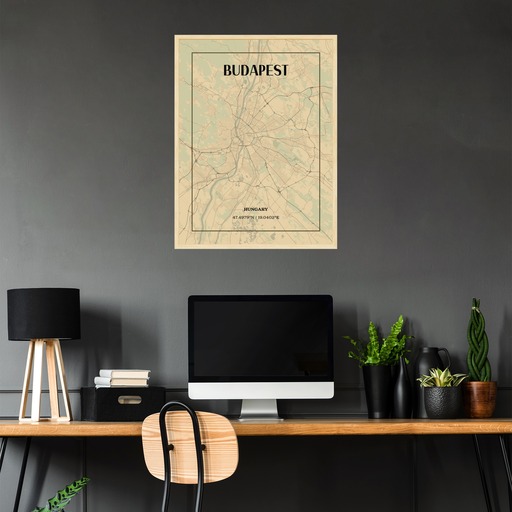 Budapest in Vintage Poster - Street Map 2