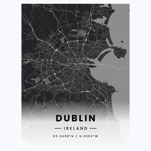 Dublin in Dark Poster - Street Map 1