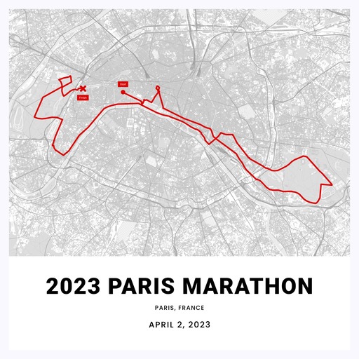 2023 Paris Marathon Poster - Route Map 1