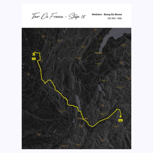 2023 Tour de France Stage 18 Poster - Route Map 1