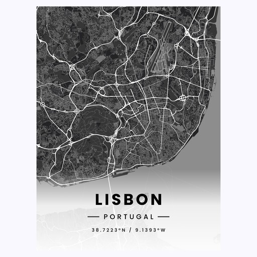 Lisbon in Dark Poster - Street Map 1