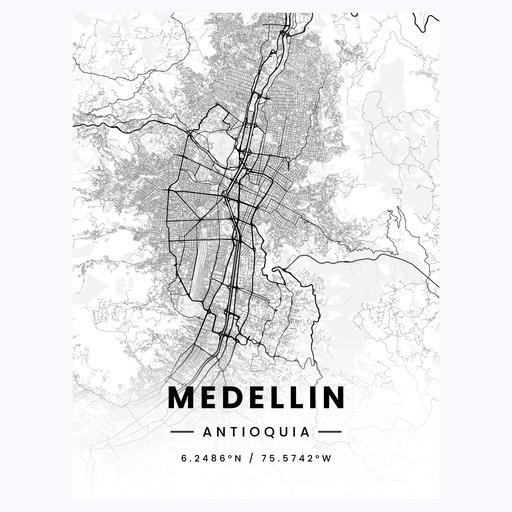 Medellin in Light Poster - Street Map 1