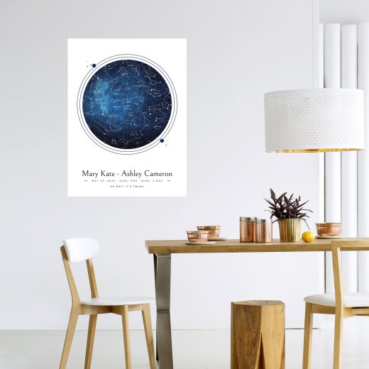 Newborn Twins Poster in Starry - Star Map 6