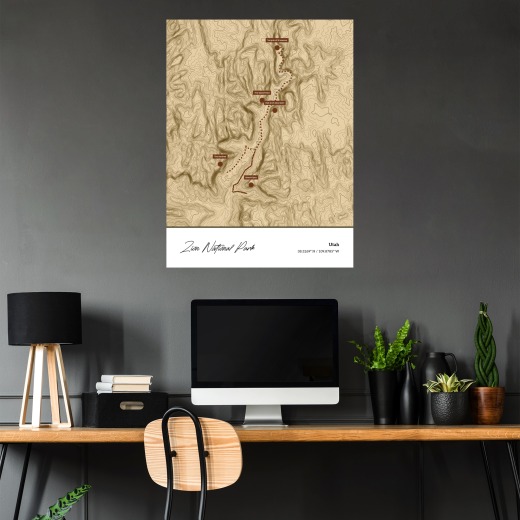 Our Trip to Zion National Park Poster - Topo Map 5