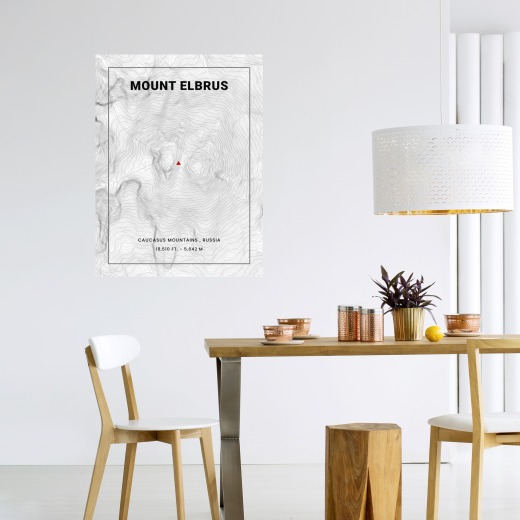 Mount Elbrus Poster - Topo Map 6