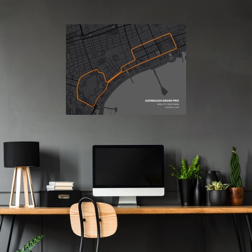 Azerbaijan Grand Prix Poster - Track Map 5