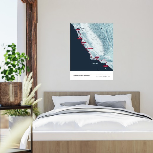 Our Pacific Coast Highway Road Trip Poster - Route Map 2