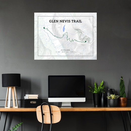Glen Nevis Trail Hiking Trip Poster - Topo Map 5