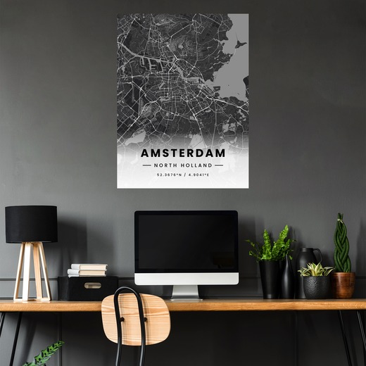 Amsterdam in Dark Poster - Street Map 5