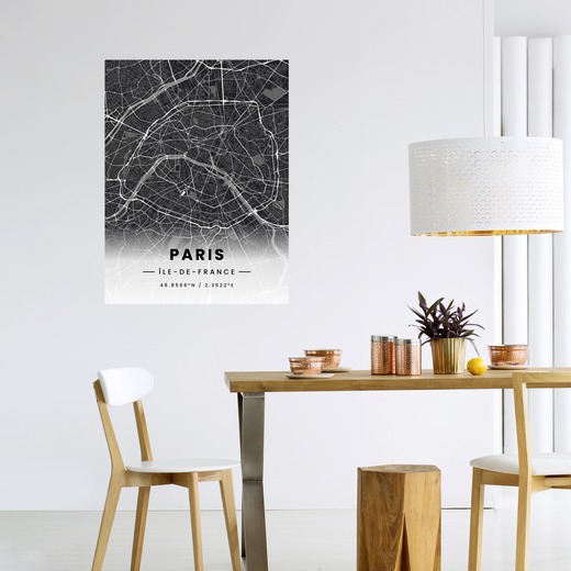 Paris in Dark Poster - Street Map 6