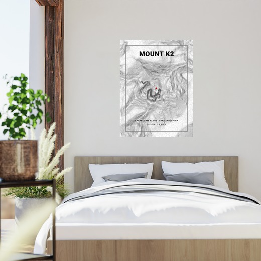 Mount K2 (Godwin-Austen) Poster - Topo Map 2