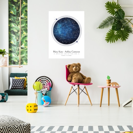 Newborn Twins Poster in Starry - Celestial Map 4