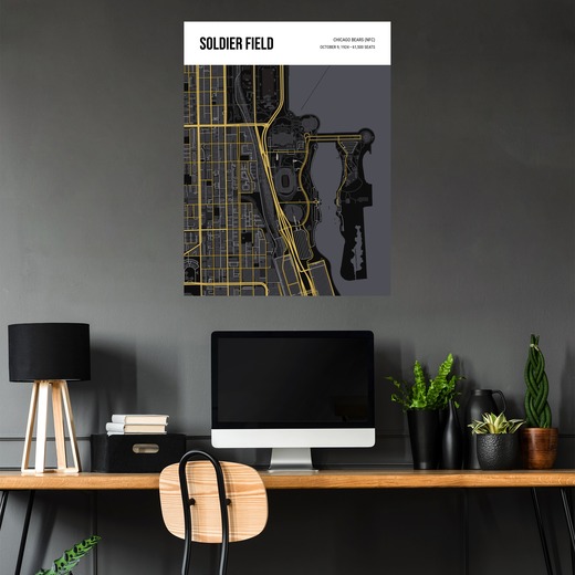 Chicago Bears Stadium Poster - Street Map 5