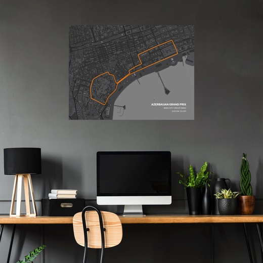 Azerbaijan Grand Prix Poster - Track Map 5