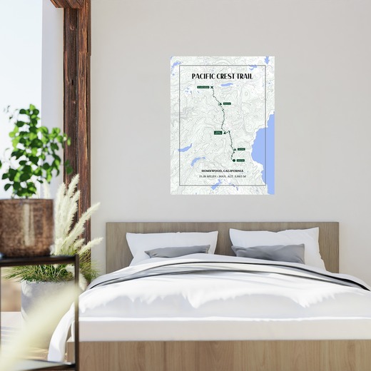 Pacific Crest Trail Hiking Trip Poster - Route Map 2