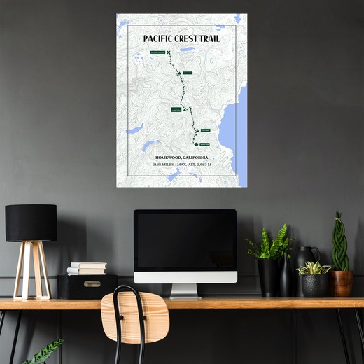 Pacific Crest Trail Hiking Trip Poster - Route Map 5