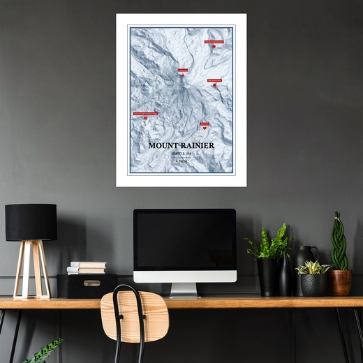 Trip To Mount Rainier Poster - Terrain Map 5