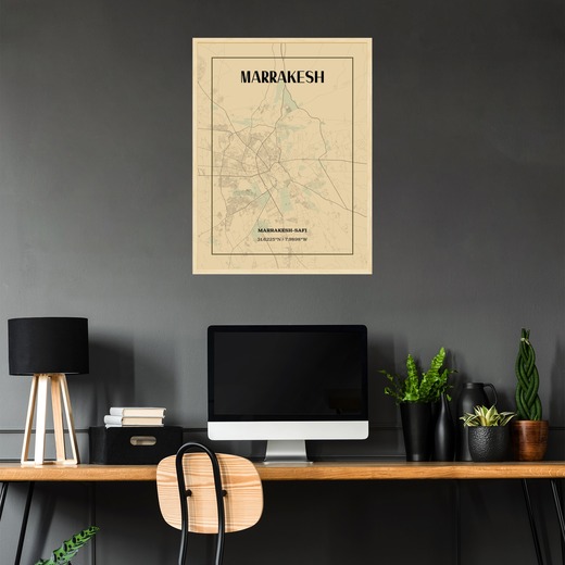 Marrakesh in Vintage Poster - Street Map 2