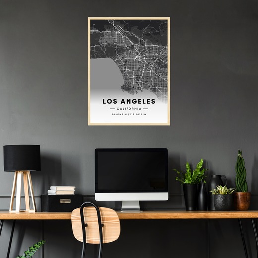 Los Angeles in Dark Poster - Street Map 2