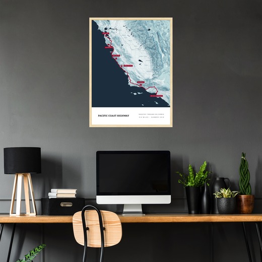 Our Pacific Coast Highway Road Trip Poster - Route Map 2